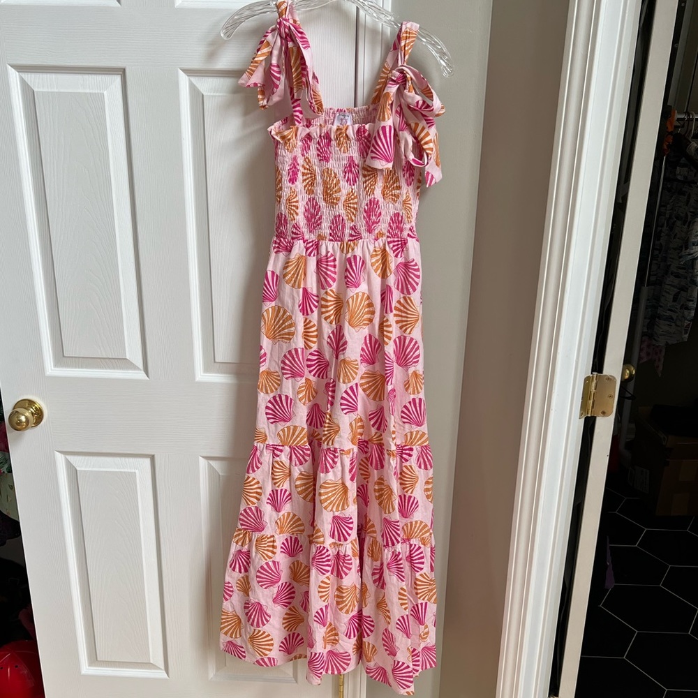 Women’s Pink & Orange Shell Print Maxi Dress